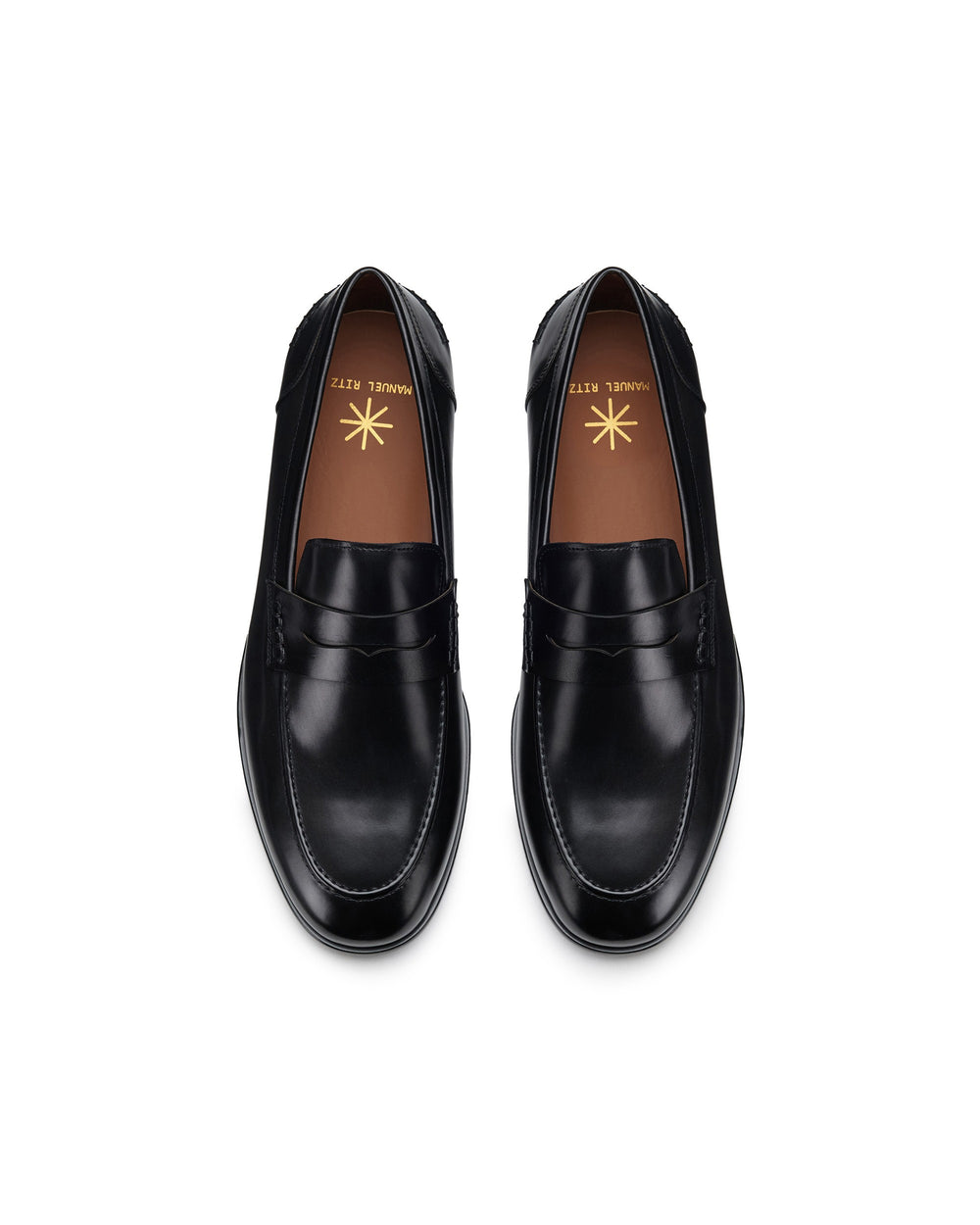 black leather loafer