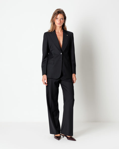 black stretch wool blazer