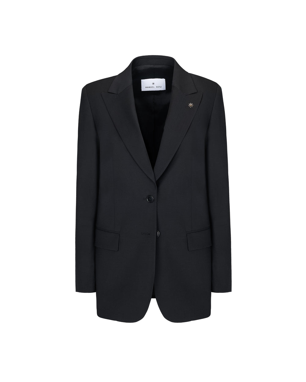 black stretch wool blazer