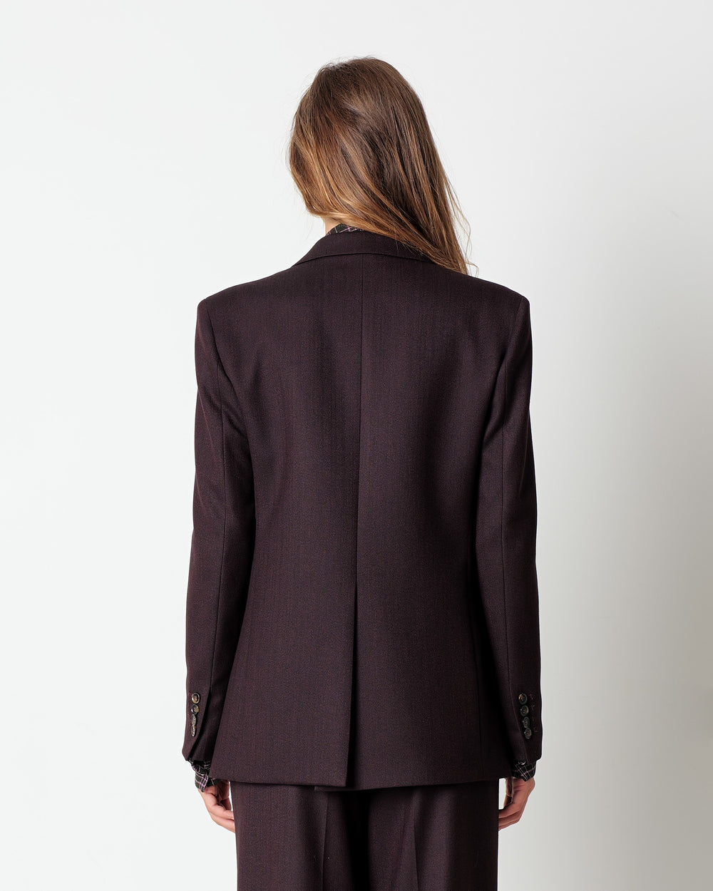 red micro chevron double breasted blazer