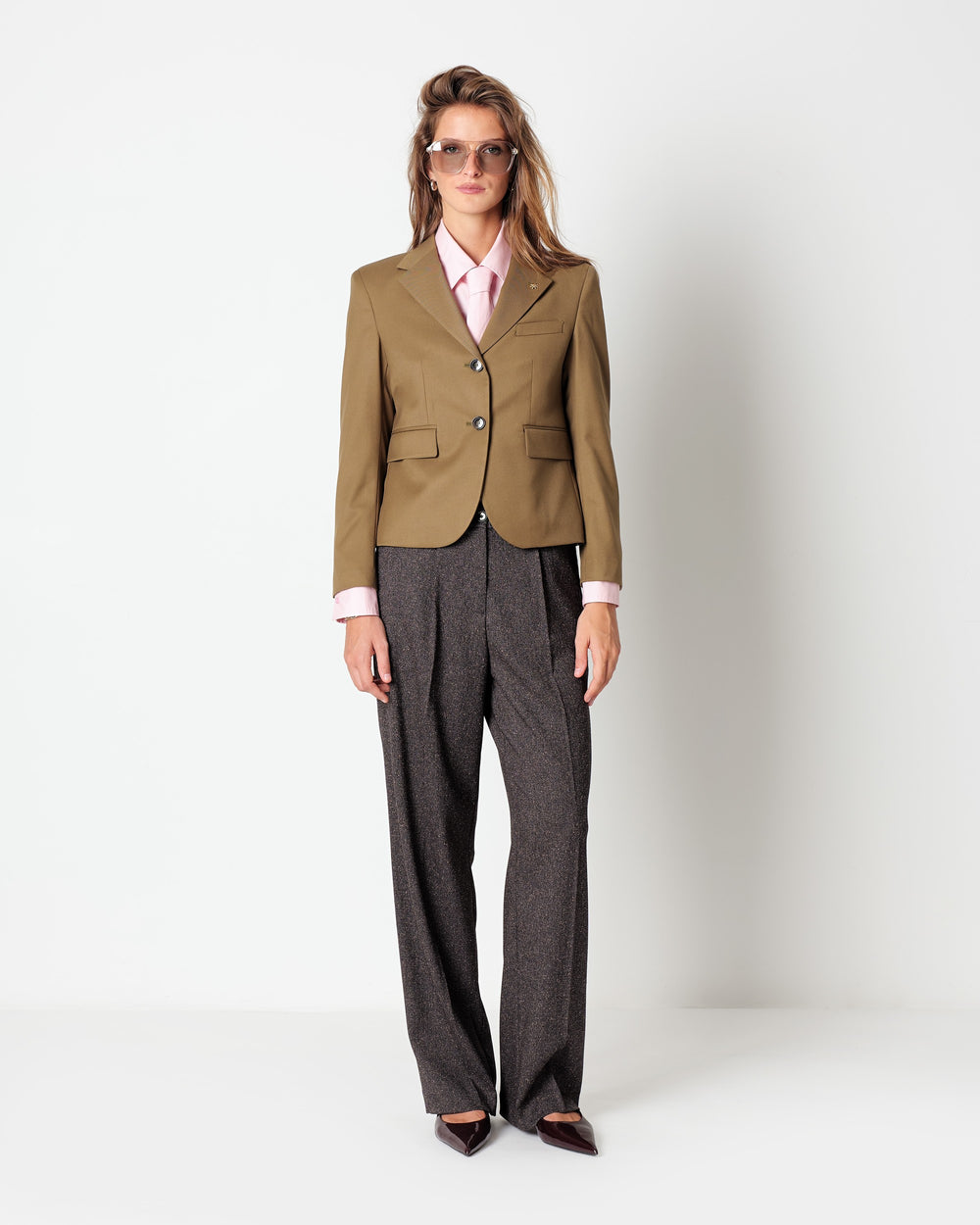 green stretch poly viscose blazer