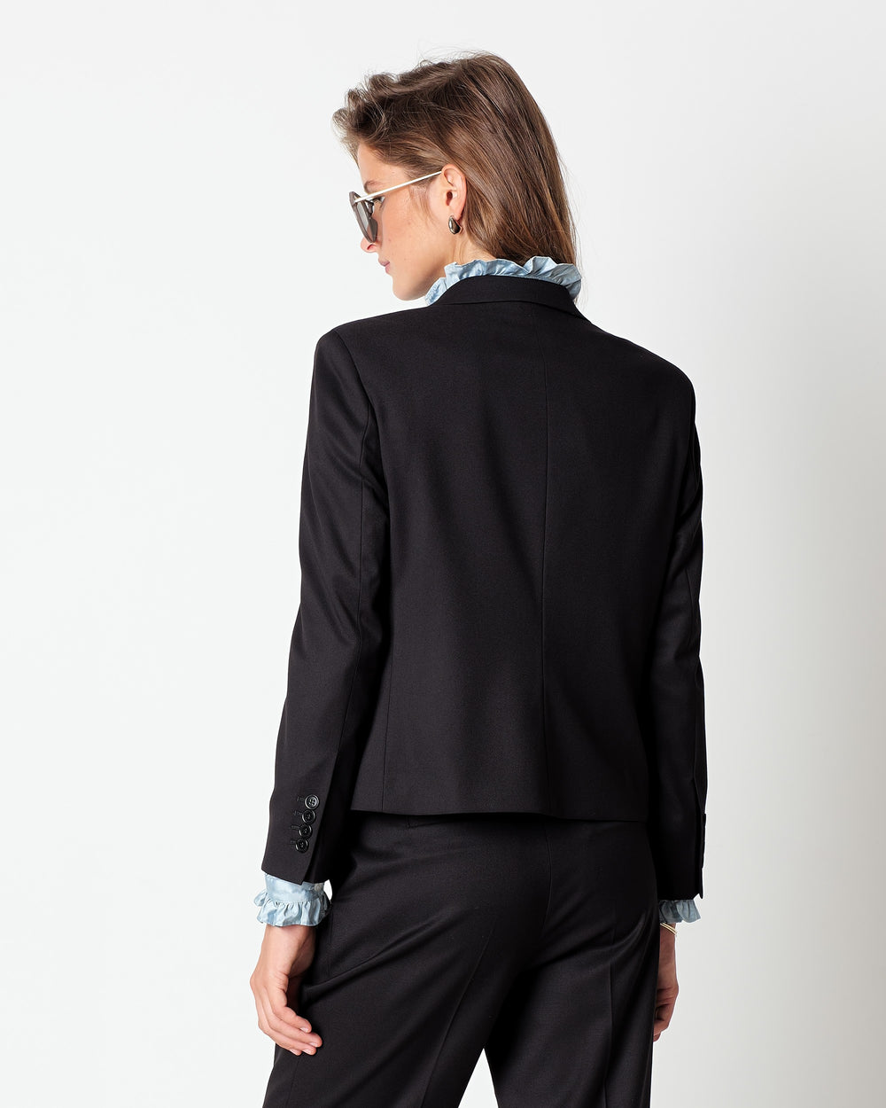 black stretch poly viscose blazer