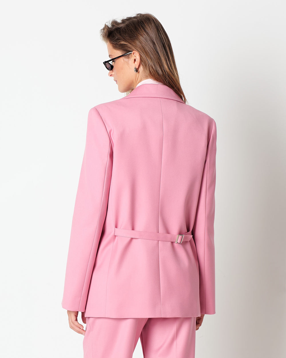 pink stretch poly viscose blazer